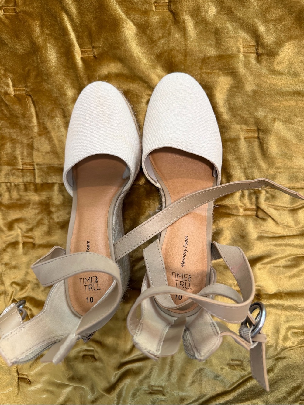 Time and Tru Cream Espadrille Ankle-Strap Flats